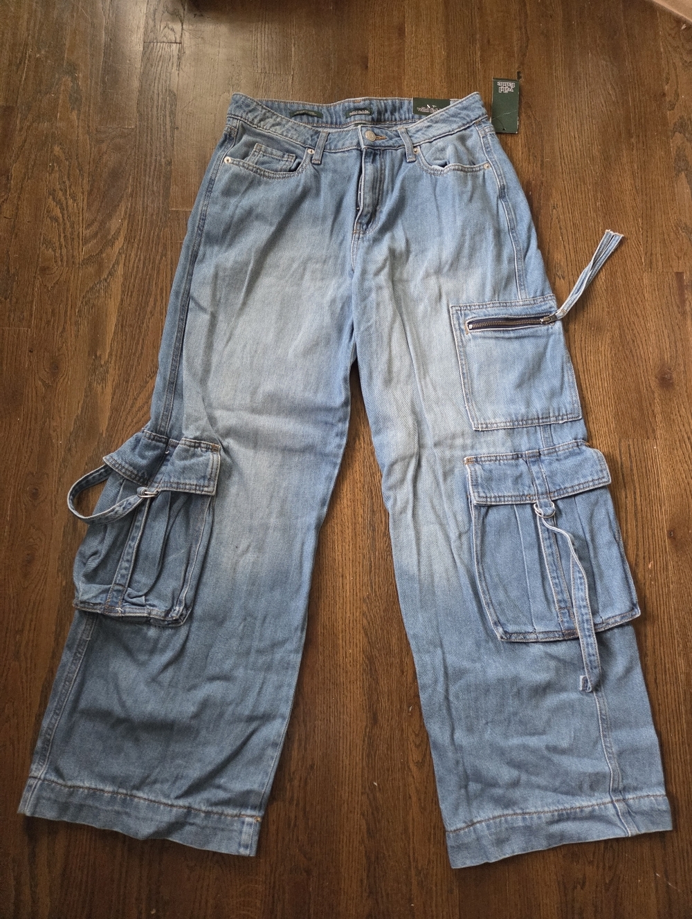 New Wild Fable Womens 6R Mid-Rise Baggy Cargo Blue Jeans